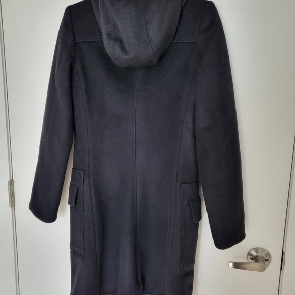 Hooded black wool coat - Picture 7 of 8